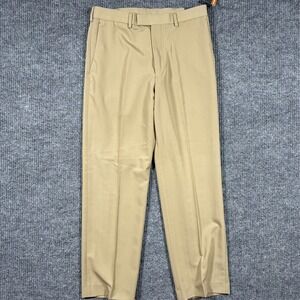 Perry Ellis Portfolio Mens Dress Pants Size 32x32 Beige Flat Front Mid Rise